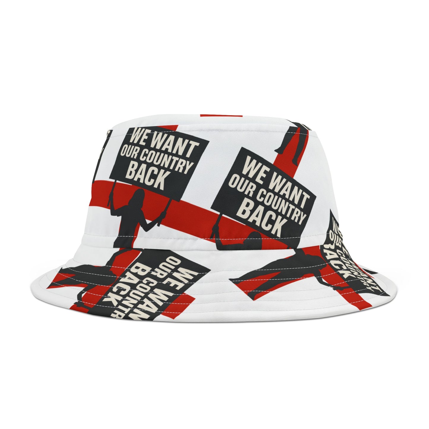 Protest Statement Bucket Hat - AOP, Street Style Accessory, Summer Hat, Festival Gear, Statement Piece