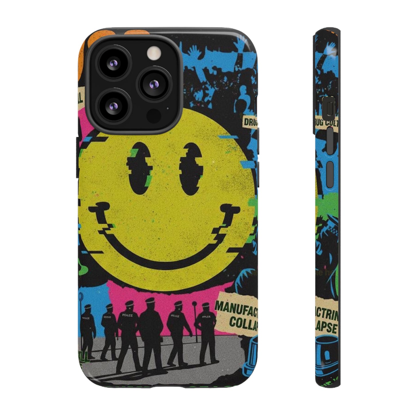 Acid house rave Vibrant iPhone Case, Tough Cases, Smiley Face Phone Cover, Fun Accessory, Colorful Phone Protector, Gift for Teenagers