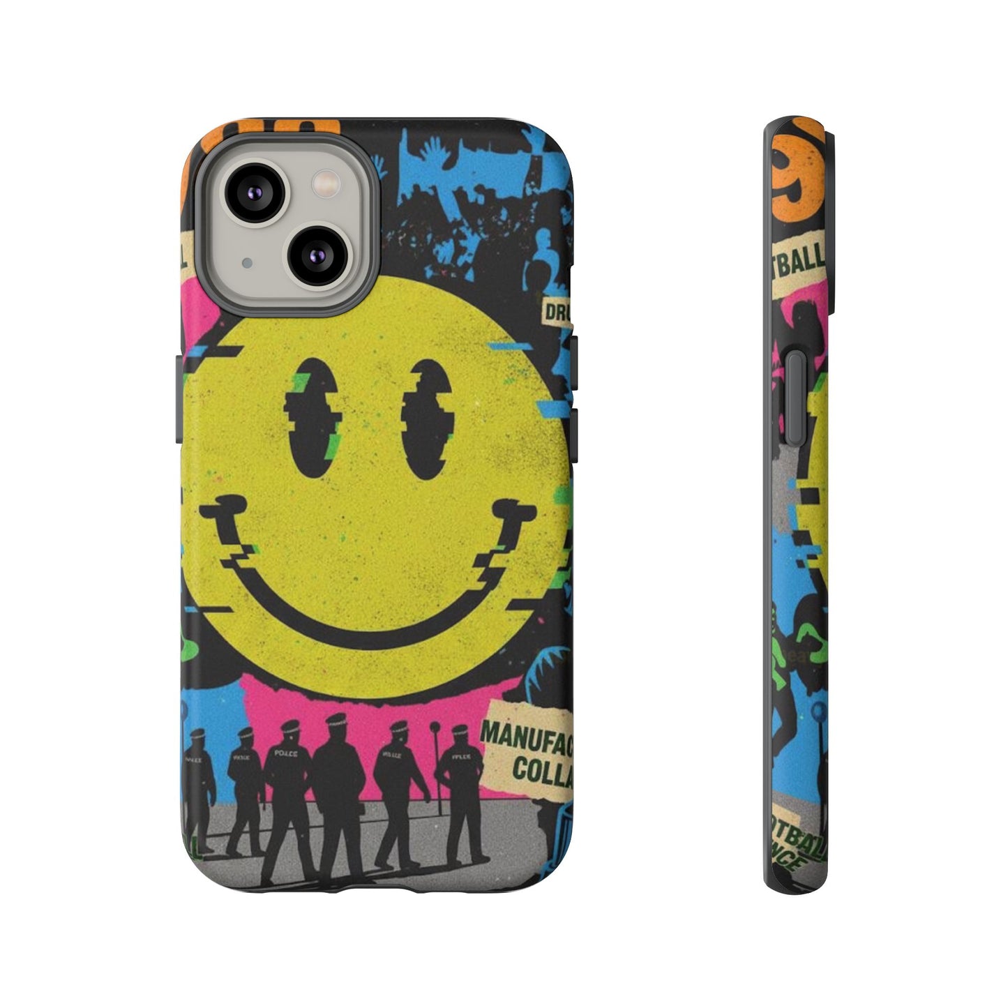 Acid house rave Vibrant iPhone Case, Tough Cases, Smiley Face Phone Cover, Fun Accessory, Colorful Phone Protector, Gift for Teenagers