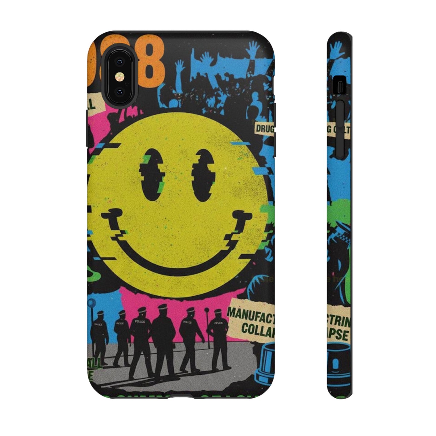Acid house rave Vibrant iPhone Case, Tough Cases, Smiley Face Phone Cover, Fun Accessory, Colorful Phone Protector, Gift for Teenagers