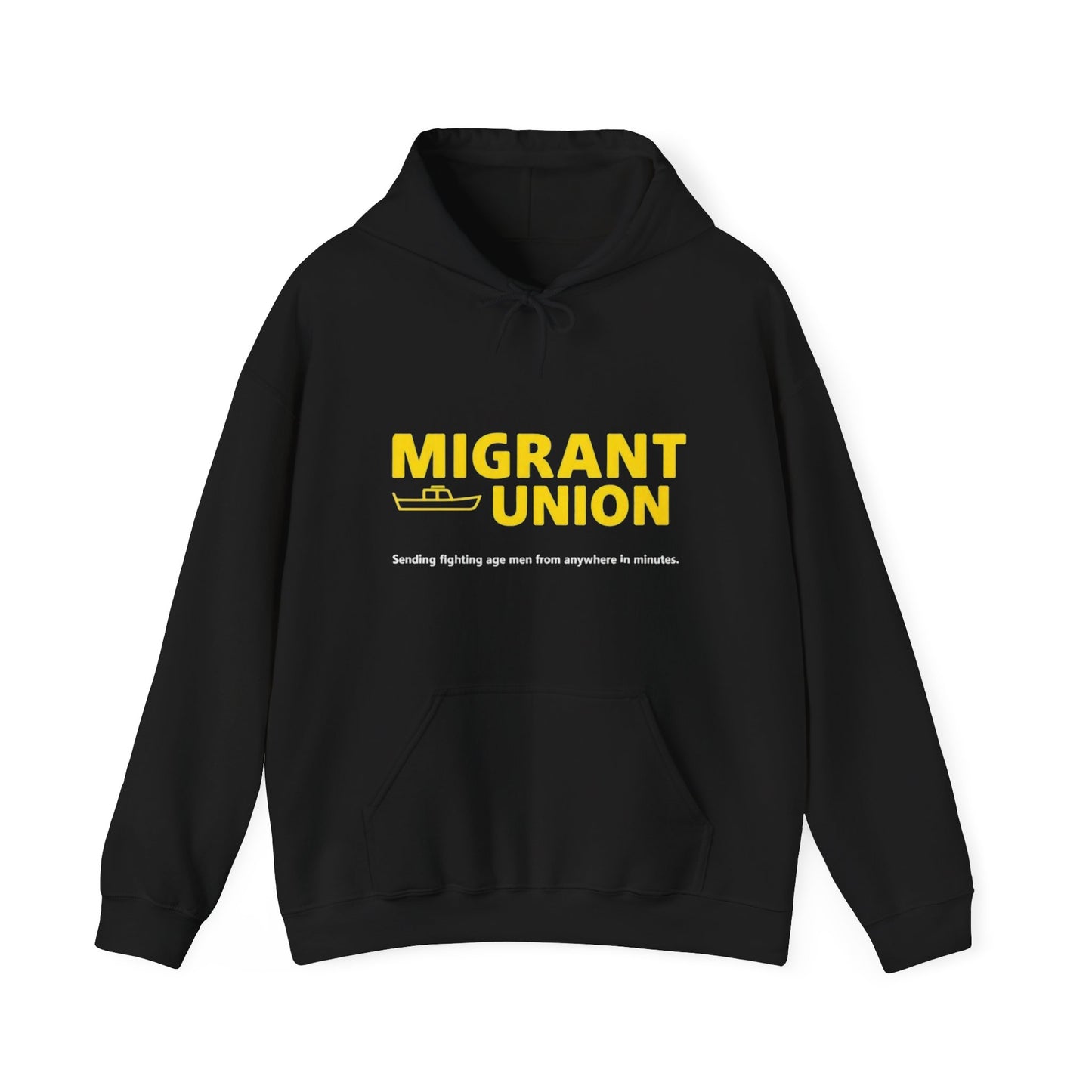 Migrant Union Hooded Sweatshirt, Unisex Sweatshirt, Cozy Layer, Activism Apparel, Streetwear, Gift for Protesters, Conscious Fashion