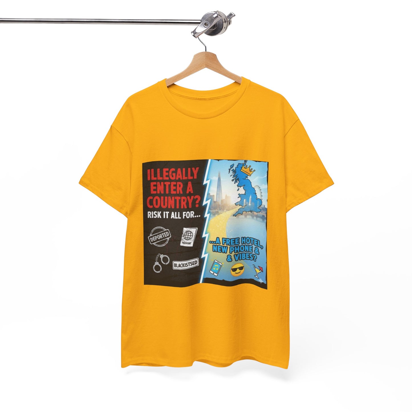 Enter illegally get free hotel t shirt - Bold Statement T-Shirt - Unisex Tee for Casual Wear, Gift for Friends, Humor Style, Graphic Tee, Perfect for Celebrations