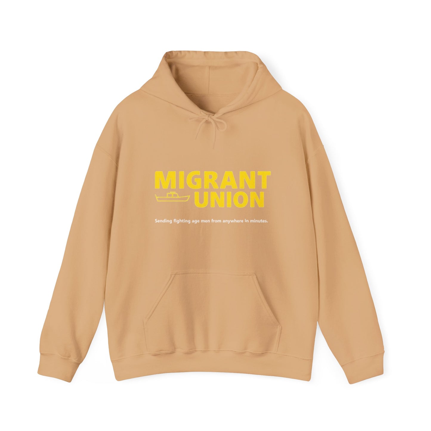 Migrant Union Hooded Sweatshirt, Unisex Sweatshirt, Cozy Layer, Activism Apparel, Streetwear, Gift for Protesters, Conscious Fashion