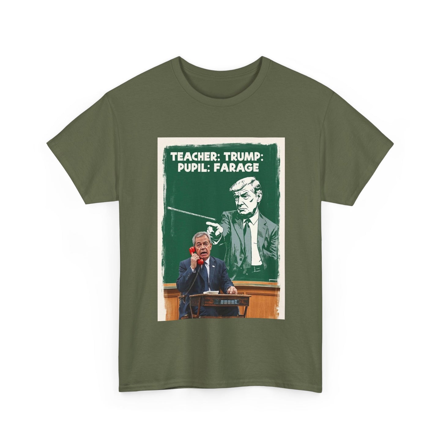 Political Humor Tee: Teacher Trump & Pupil Farage Graphic Shirt