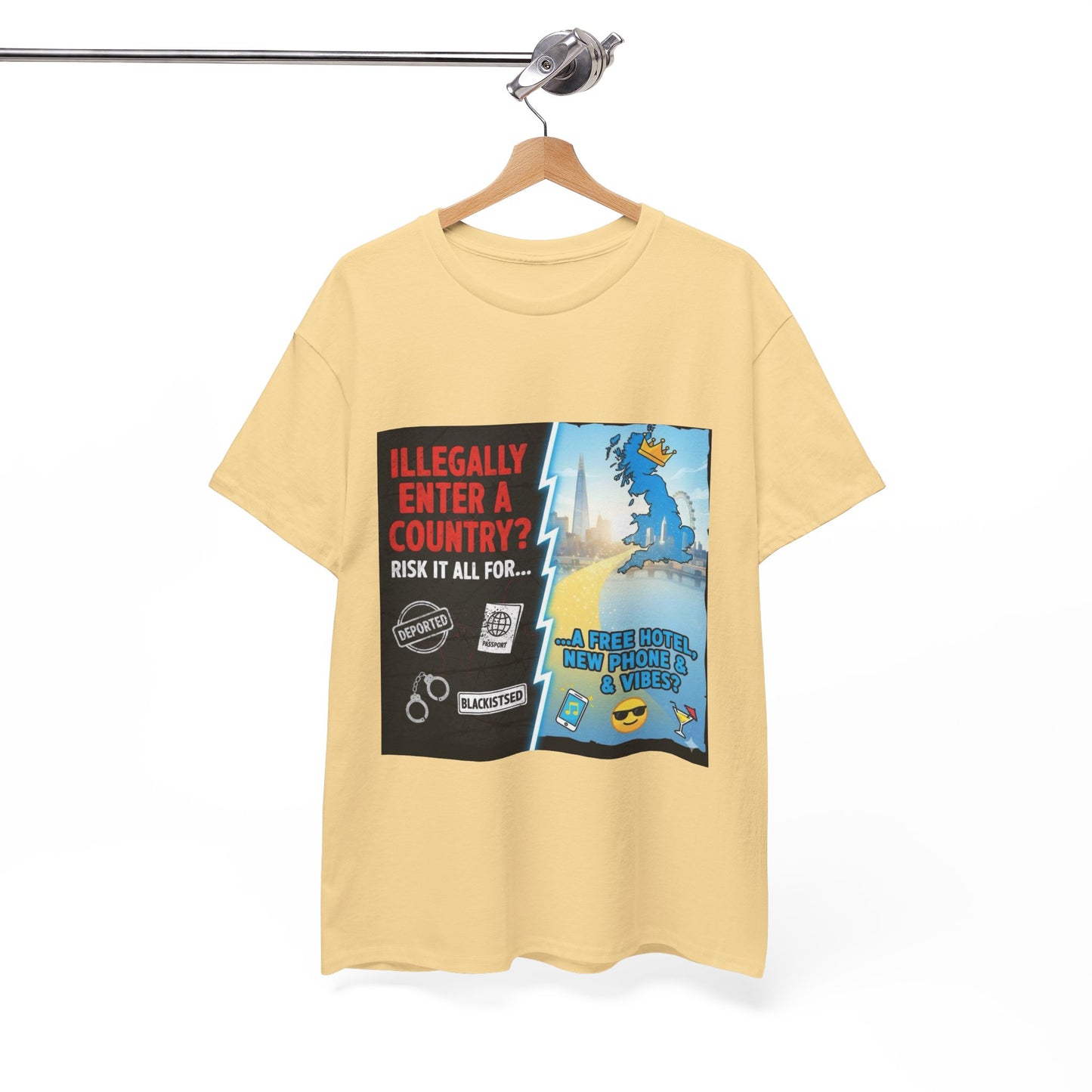 Enter illegally get free hotel t shirt - Bold Statement T-Shirt - Unisex Tee for Casual Wear, Gift for Friends, Humor Style, Graphic Tee, Perfect for Celebrations