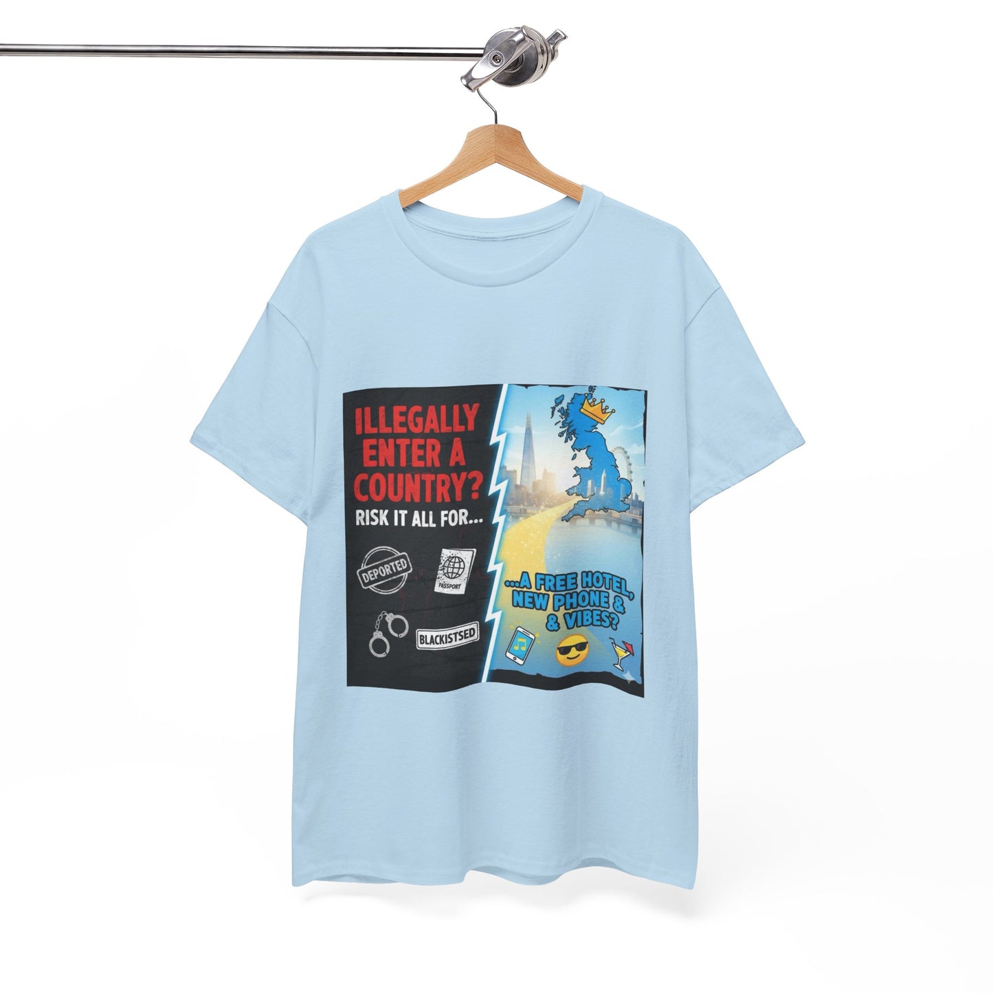 Enter illegally get free hotel t shirt - Bold Statement T-Shirt - Unisex Tee for Casual Wear, Gift for Friends, Humor Style, Graphic Tee, Perfect for Celebrations