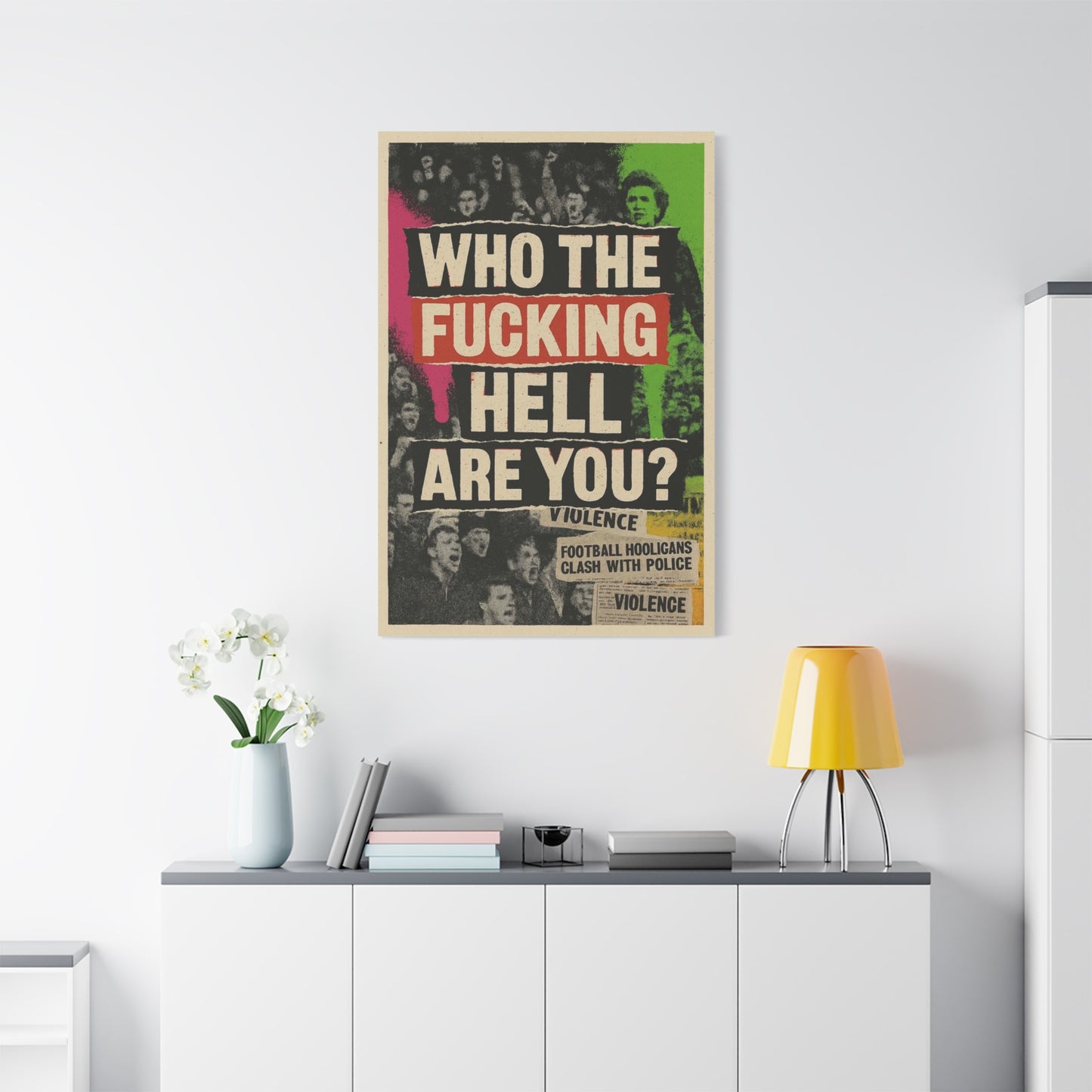 80s retro hooligan terrace chant classic design - Bold Art Canvas Print, Urban Decor, Wall Art for Home, Gift for Friends, Office Wall Decoration, Motivational Artwork