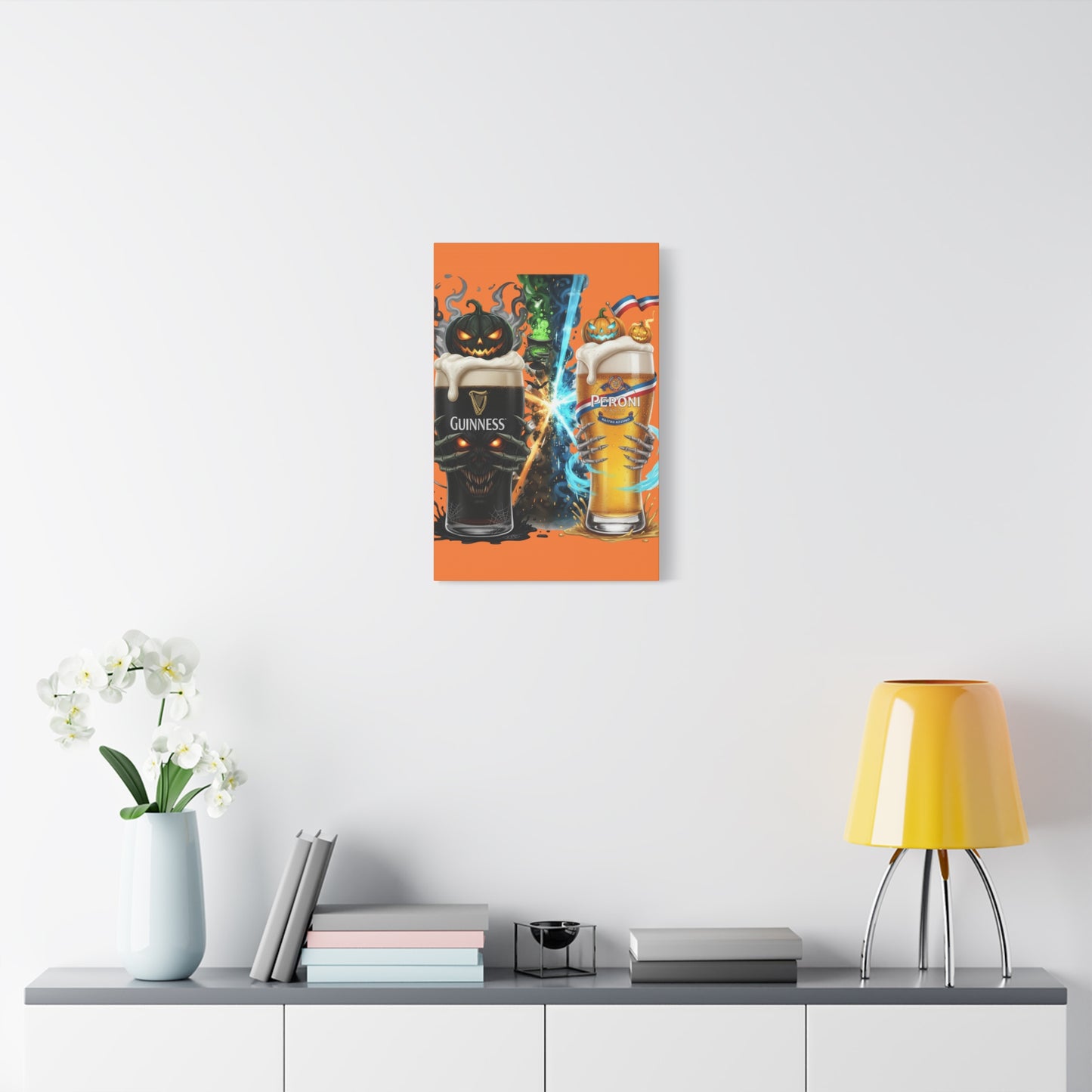 Halloween Guiness Beer Canvas Art Print, Spooky Wall Decor for Pub, Bar, Halloween Party, Unique Gift for Beer Lovers