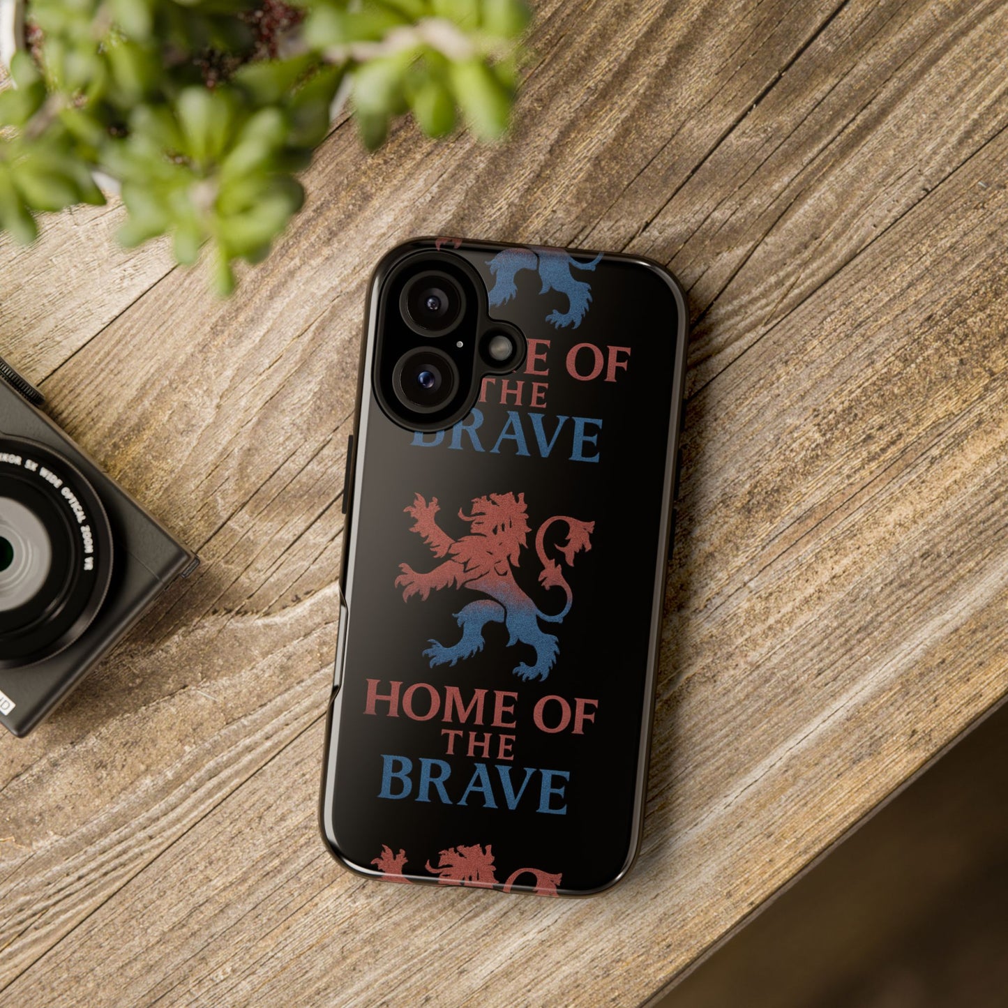 Bold Phone Case - Home of the Brave, Lion Design, Tough Protection, Patriotic Gift, Unique Smartphone Accessory