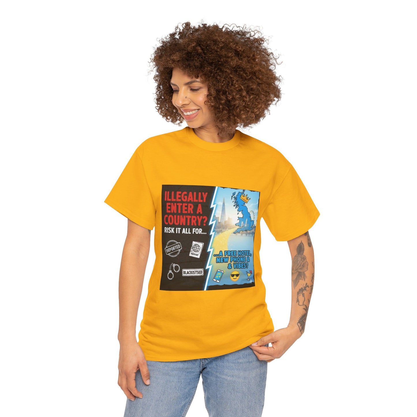 Enter illegally get free hotel t shirt - Bold Statement T-Shirt - Unisex Tee for Casual Wear, Gift for Friends, Humor Style, Graphic Tee, Perfect for Celebrations