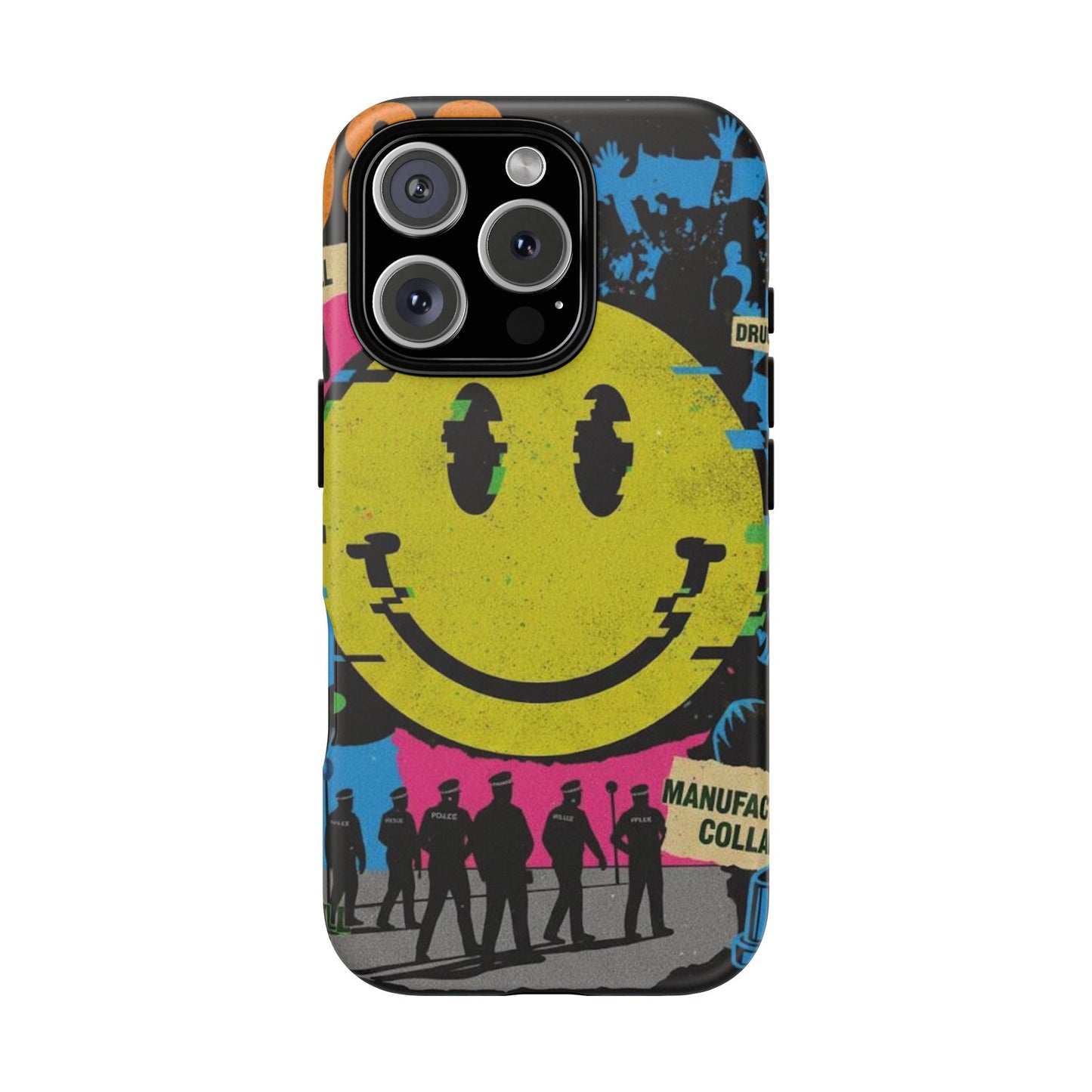 Acid house rave Vibrant iPhone Case, Tough Cases, Smiley Face Phone Cover, Fun Accessory, Colorful Phone Protector, Gift for Teenagers