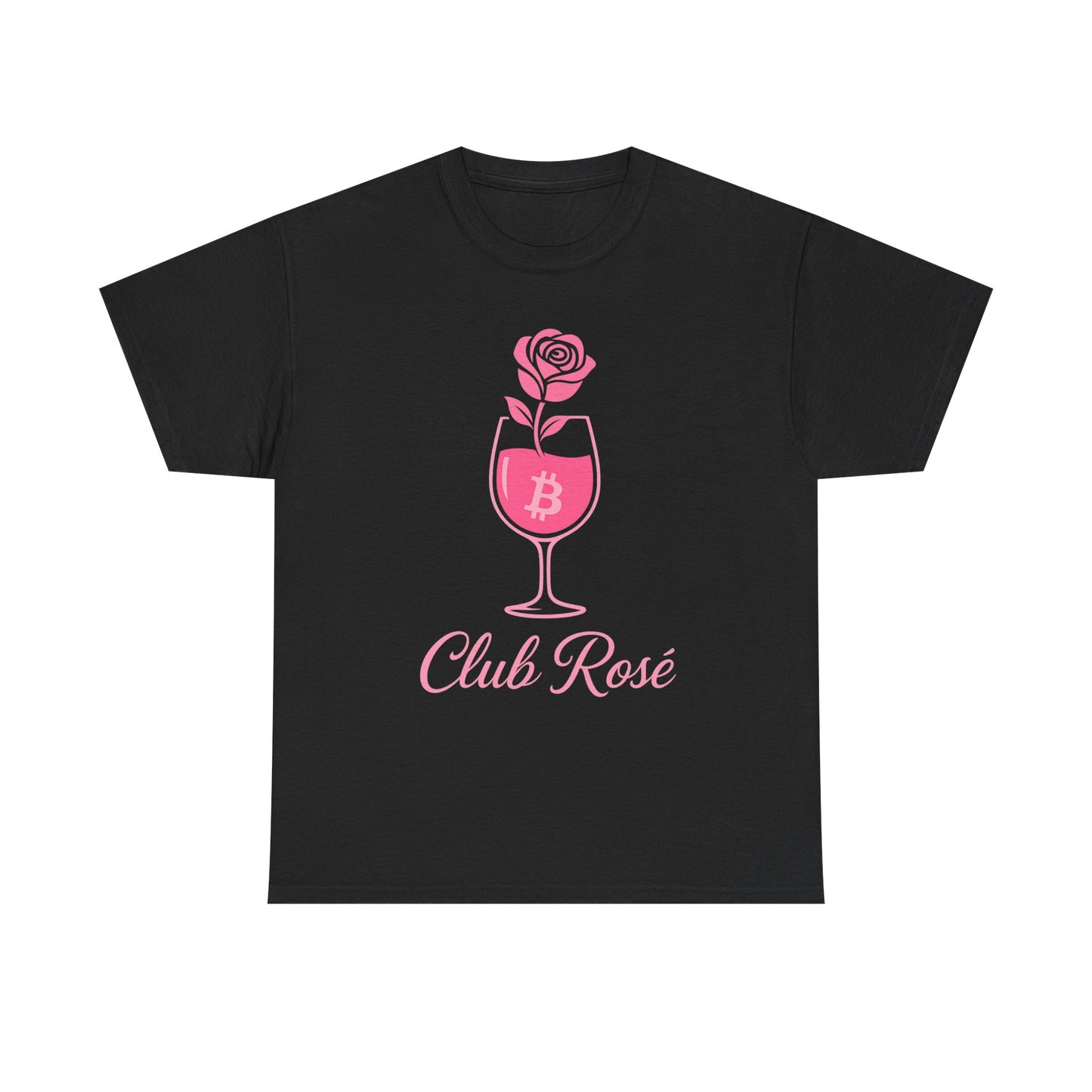 Stylish Club Rose Bitcoin-Themed Tee - Club Rosé Design, Unisex Heavy Cotton Shirt, Perfect for Parties, Casual Outings, Gift for Crypto Lovers