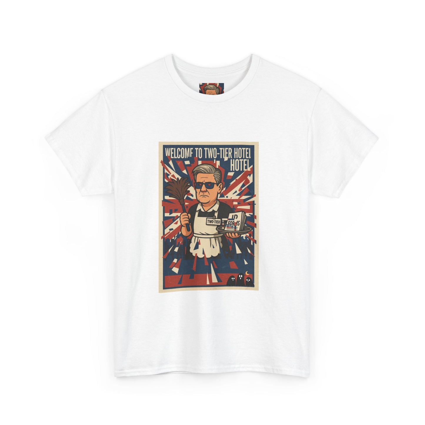 Welcome to two tier starmer hotel Unisex Heavy Cotton Tee patrot satire design