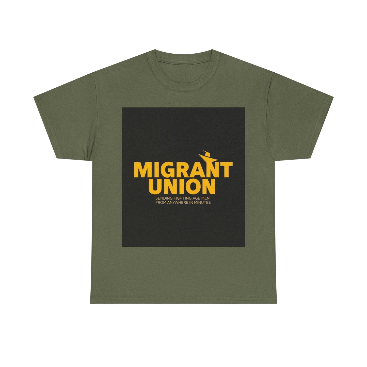 Migrant Union Unisex Heavy Cotton Tee, Casual Wear, Activism Shirt, Gift for Advocates, Comfortable Everyday Tee, Statement Clothing