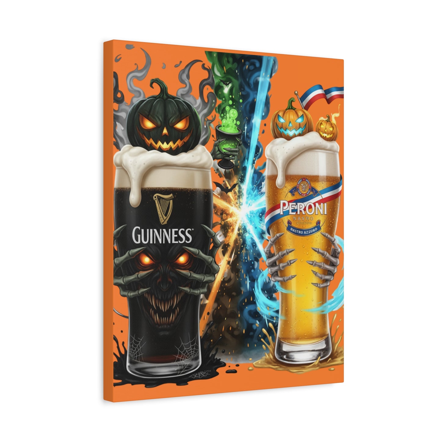 Halloween Guiness Beer Canvas Art Print, Spooky Wall Decor for Pub, Bar, Halloween Party, Unique Gift for Beer Lovers