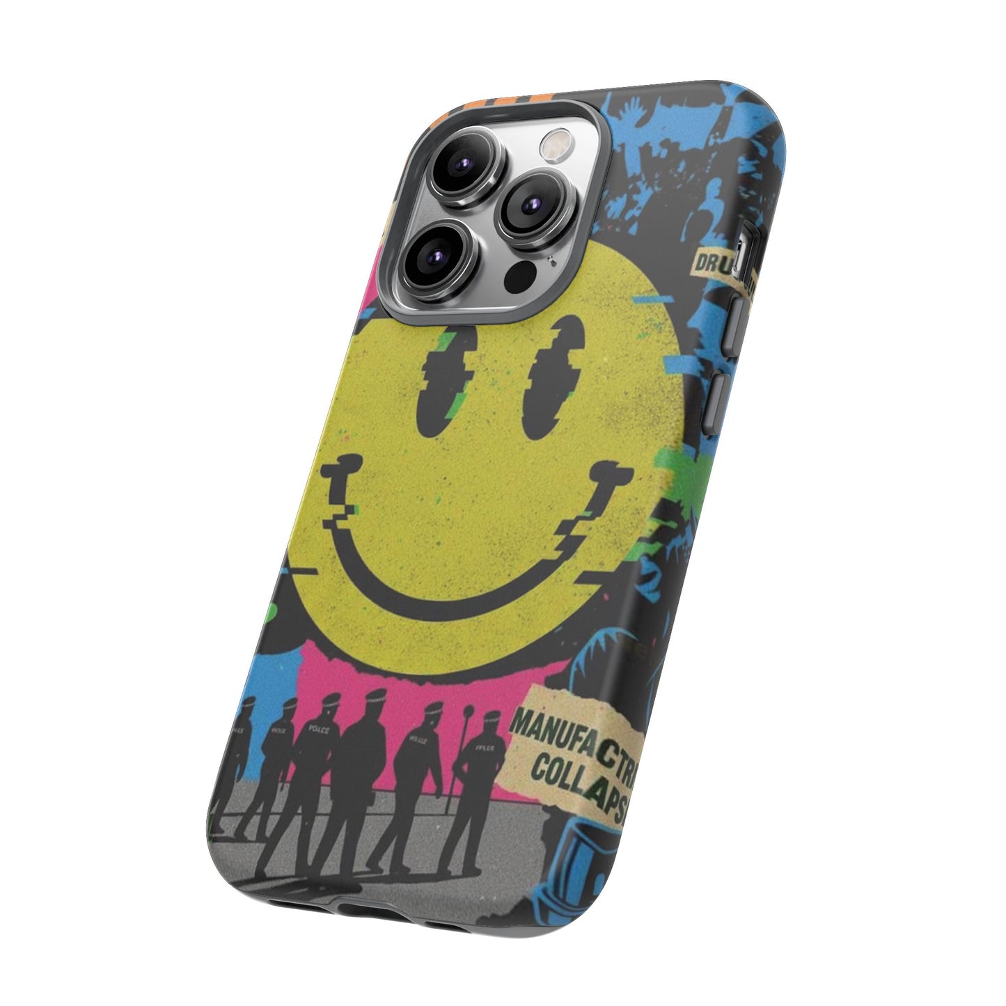 Acid house rave Vibrant iPhone Case, Tough Cases, Smiley Face Phone Cover, Fun Accessory, Colorful Phone Protector, Gift for Teenagers
