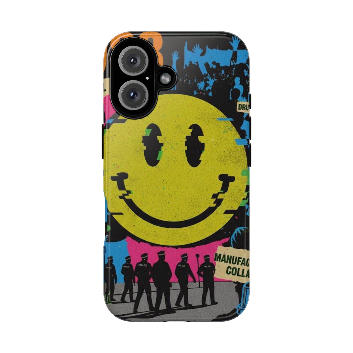 Acid house rave Vibrant iPhone Case, Tough Cases, Smiley Face Phone Cover, Fun Accessory, Colorful Phone Protector, Gift for Teenagers