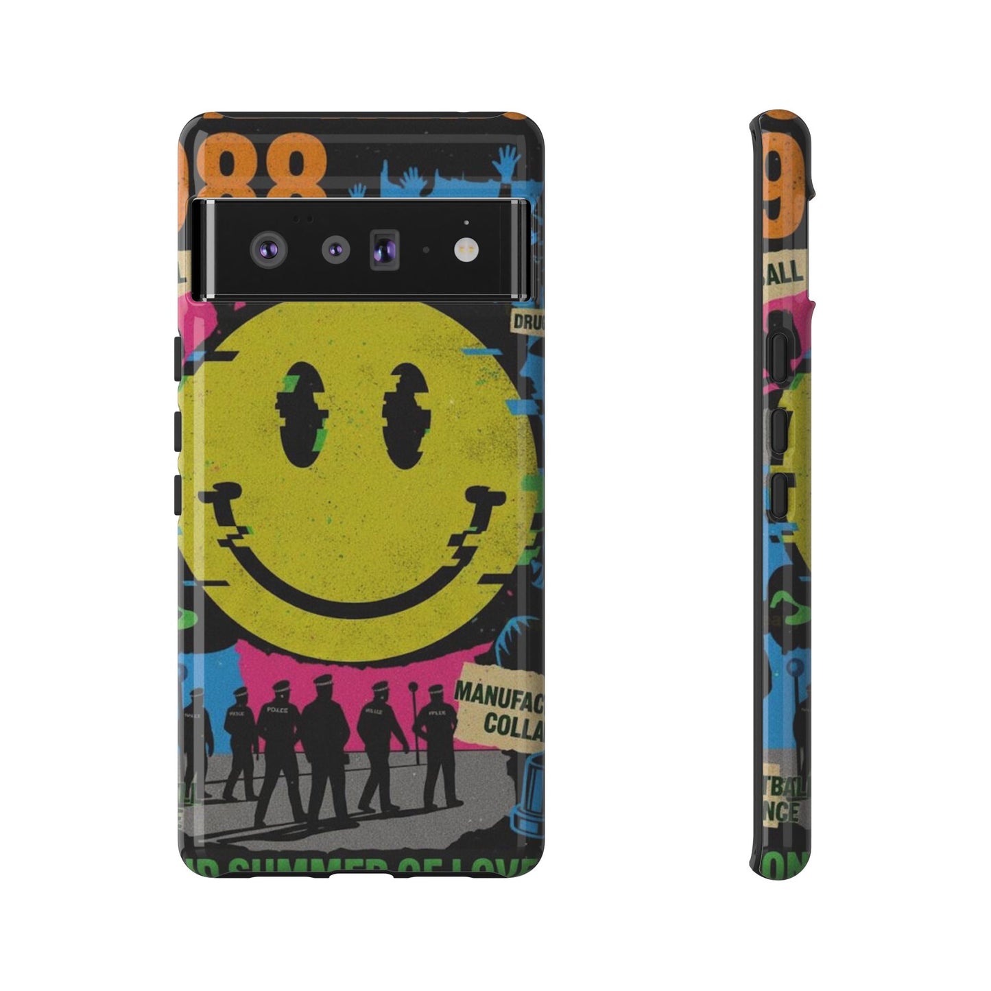 Acid house rave Vibrant iPhone Case, Tough Cases, Smiley Face Phone Cover, Fun Accessory, Colorful Phone Protector, Gift for Teenagers
