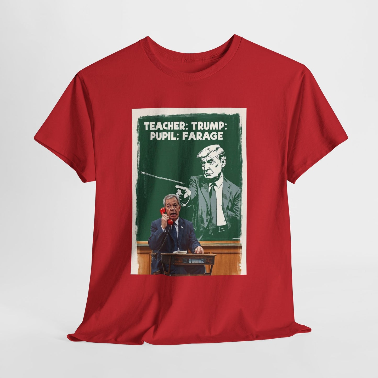 Political Humor Tee: Teacher Trump & Pupil Farage Graphic Shirt