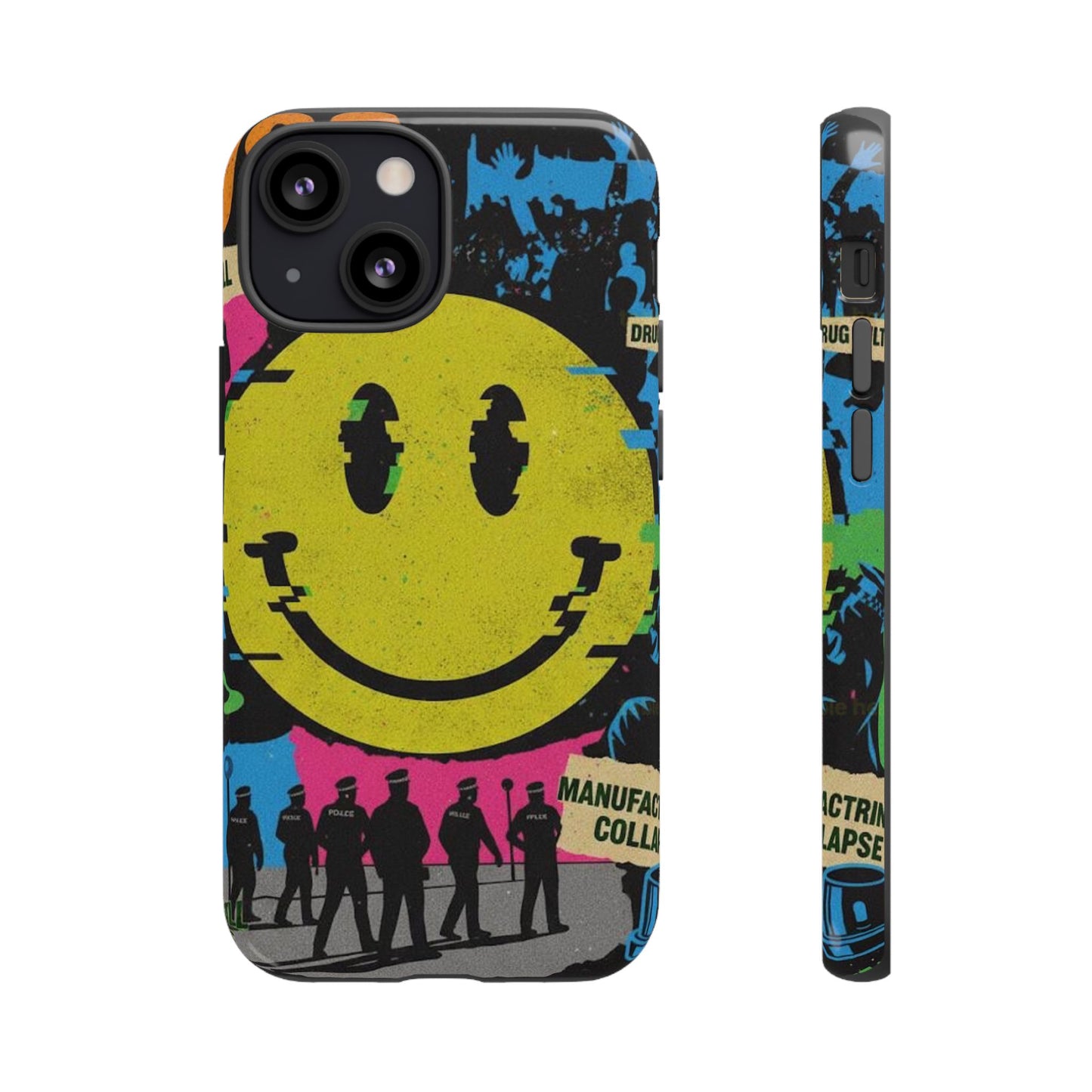 Acid house rave Vibrant iPhone Case, Tough Cases, Smiley Face Phone Cover, Fun Accessory, Colorful Phone Protector, Gift for Teenagers