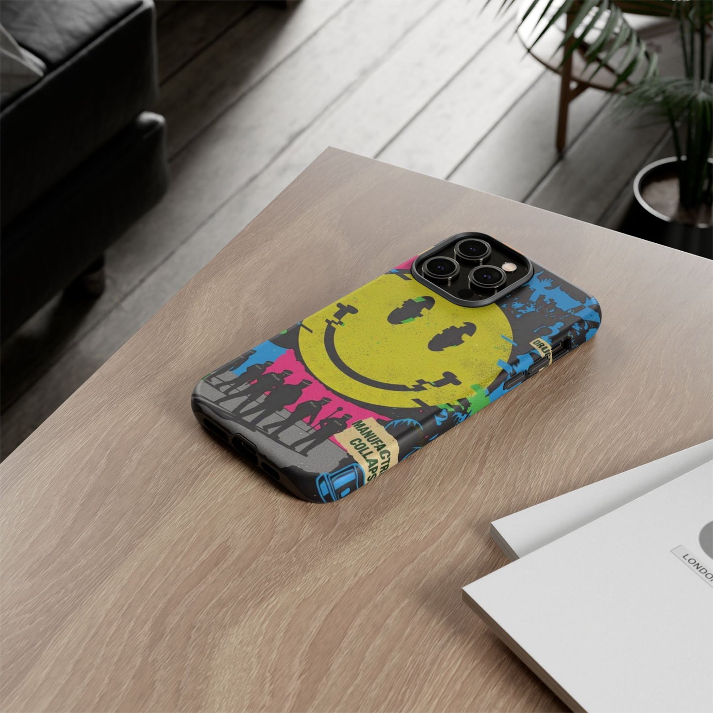 Acid house rave Vibrant iPhone Case, Tough Cases, Smiley Face Phone Cover, Fun Accessory, Colorful Phone Protector, Gift for Teenagers
