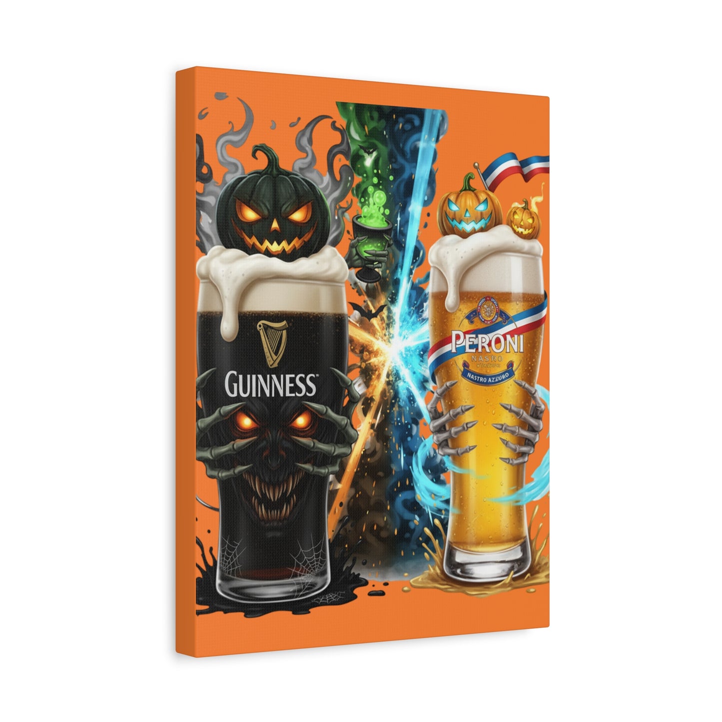 Halloween Guiness Beer Canvas Art Print, Spooky Wall Decor for Pub, Bar, Halloween Party, Unique Gift for Beer Lovers