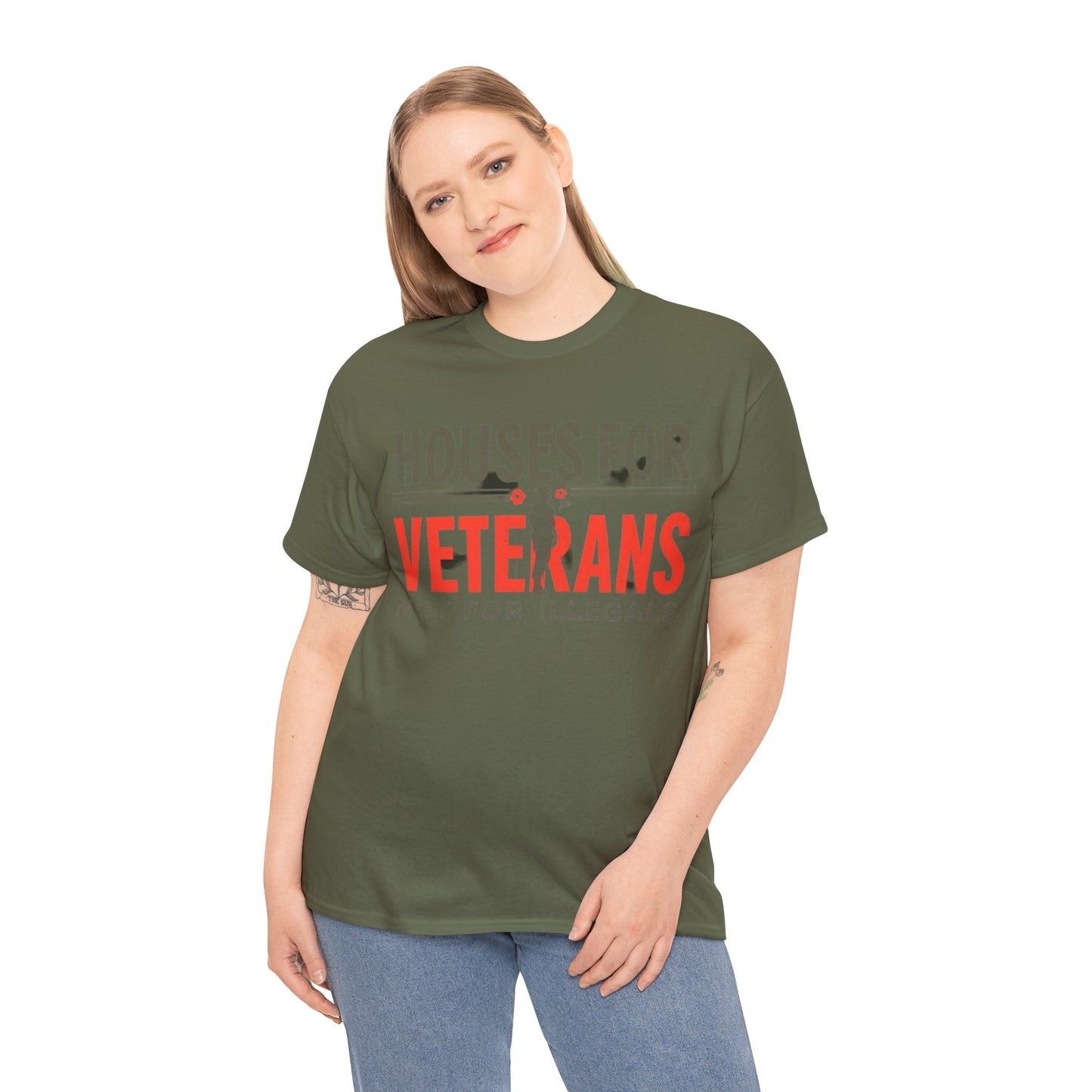 Unisex Heavy Cotton Tee - 'Houses for Veterans not for illegals' Statement Shirt for Supporters, Patriotic Gifts, Veteran Advocacy Apparel, Everyday [...]