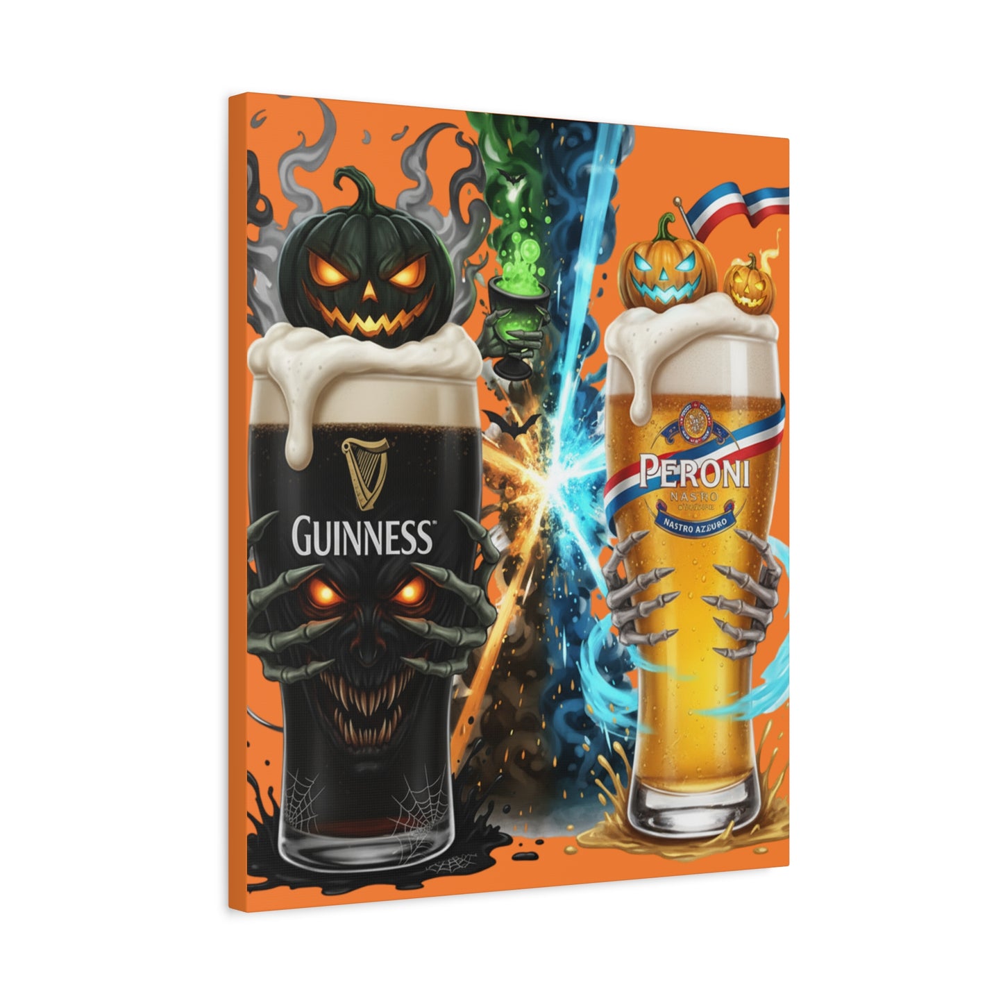 Halloween Guiness Beer Canvas Art Print, Spooky Wall Decor for Pub, Bar, Halloween Party, Unique Gift for Beer Lovers
