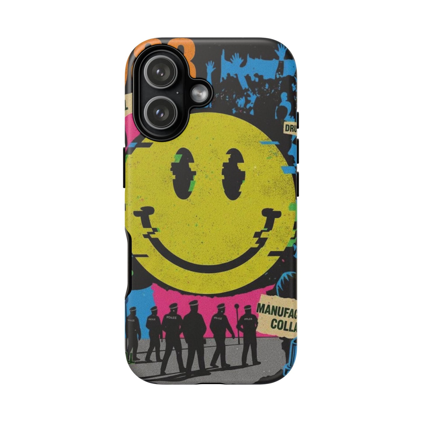 Acid house rave Vibrant iPhone Case, Tough Cases, Smiley Face Phone Cover, Fun Accessory, Colorful Phone Protector, Gift for Teenagers