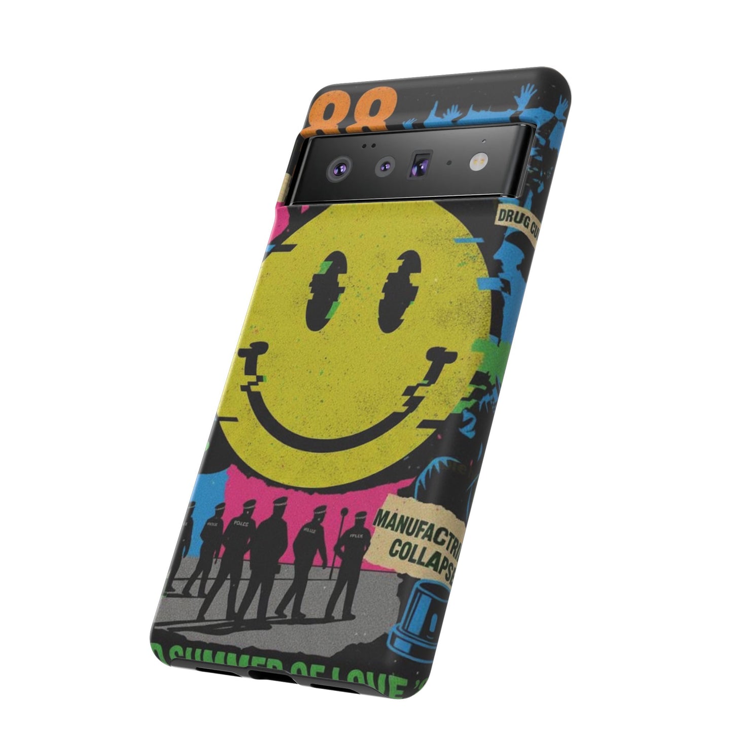 Acid house rave Vibrant iPhone Case, Tough Cases, Smiley Face Phone Cover, Fun Accessory, Colorful Phone Protector, Gift for Teenagers