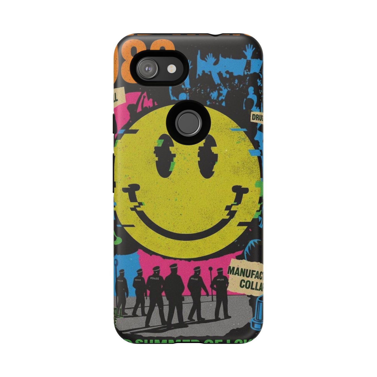 Acid house rave Vibrant iPhone Case, Tough Cases, Smiley Face Phone Cover, Fun Accessory, Colorful Phone Protector, Gift for Teenagers