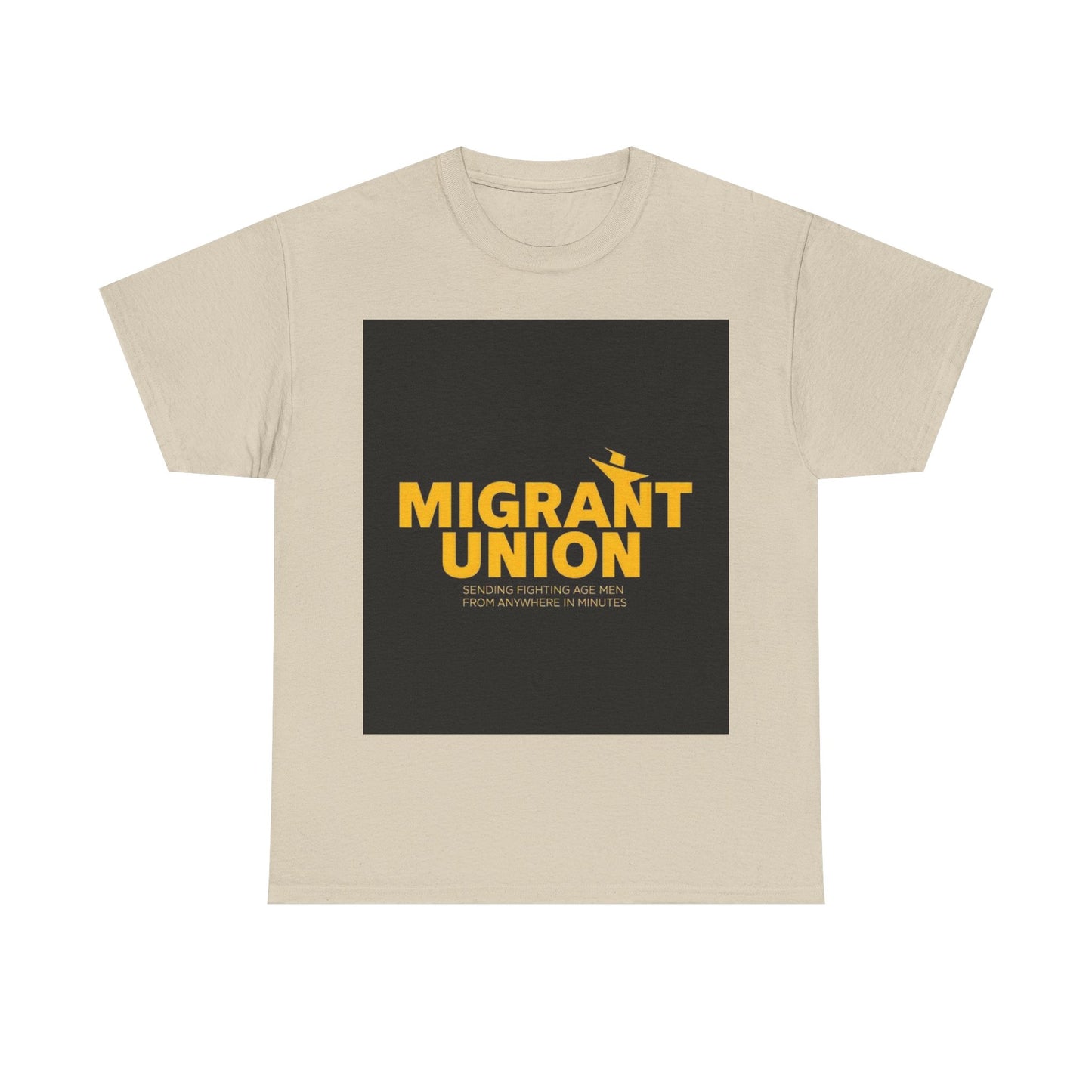 Migrant Union Unisex Heavy Cotton Tee, Casual Wear, Activism Shirt, Gift for Advocates, Comfortable Everyday Tee, Statement Clothing