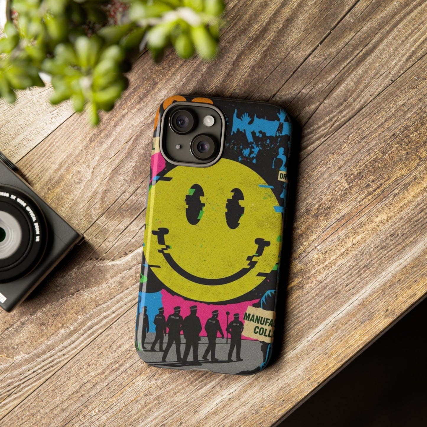 Acid house rave Vibrant iPhone Case, Tough Cases, Smiley Face Phone Cover, Fun Accessory, Colorful Phone Protector, Gift for Teenagers