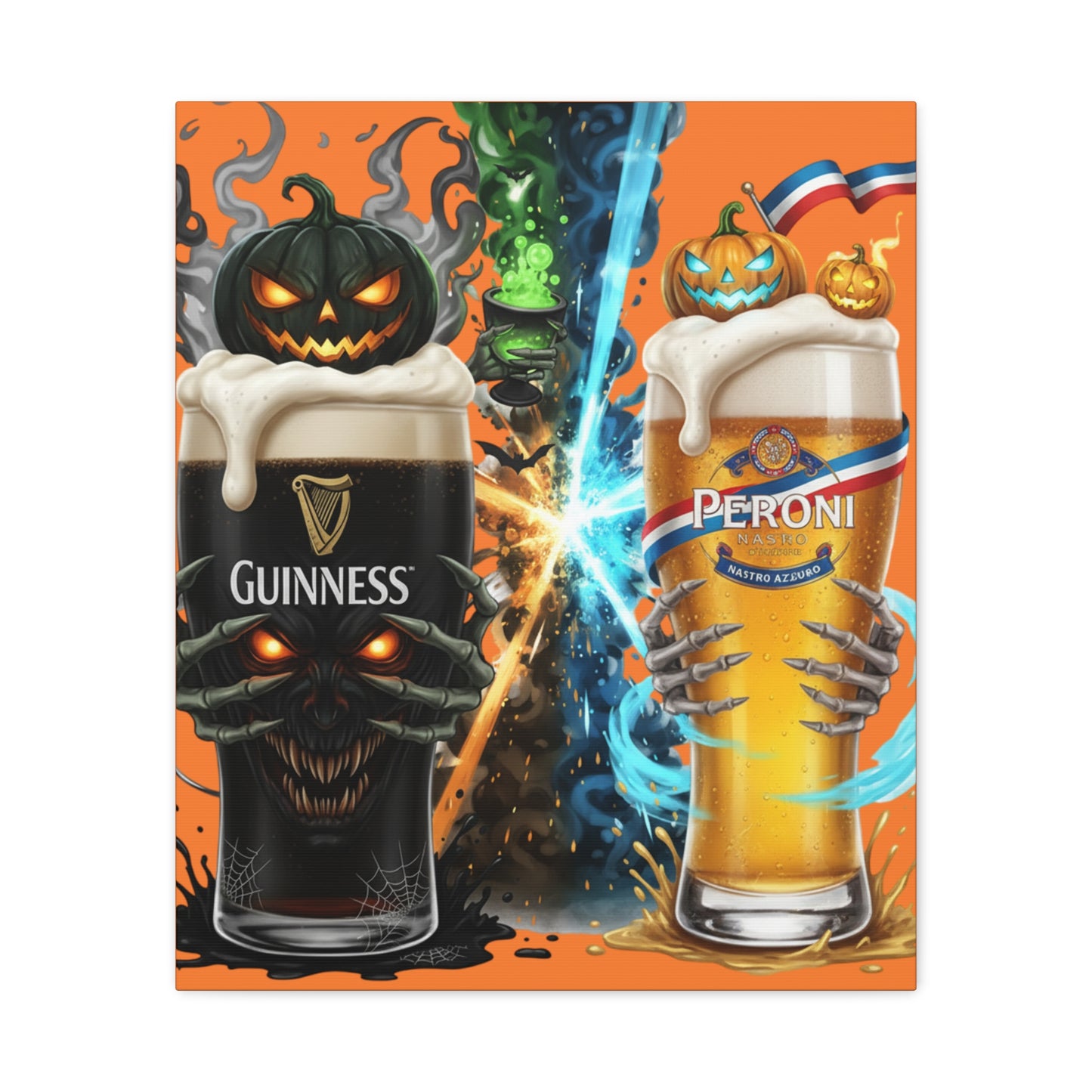 Halloween Guiness Beer Canvas Art Print, Spooky Wall Decor for Pub, Bar, Halloween Party, Unique Gift for Beer Lovers