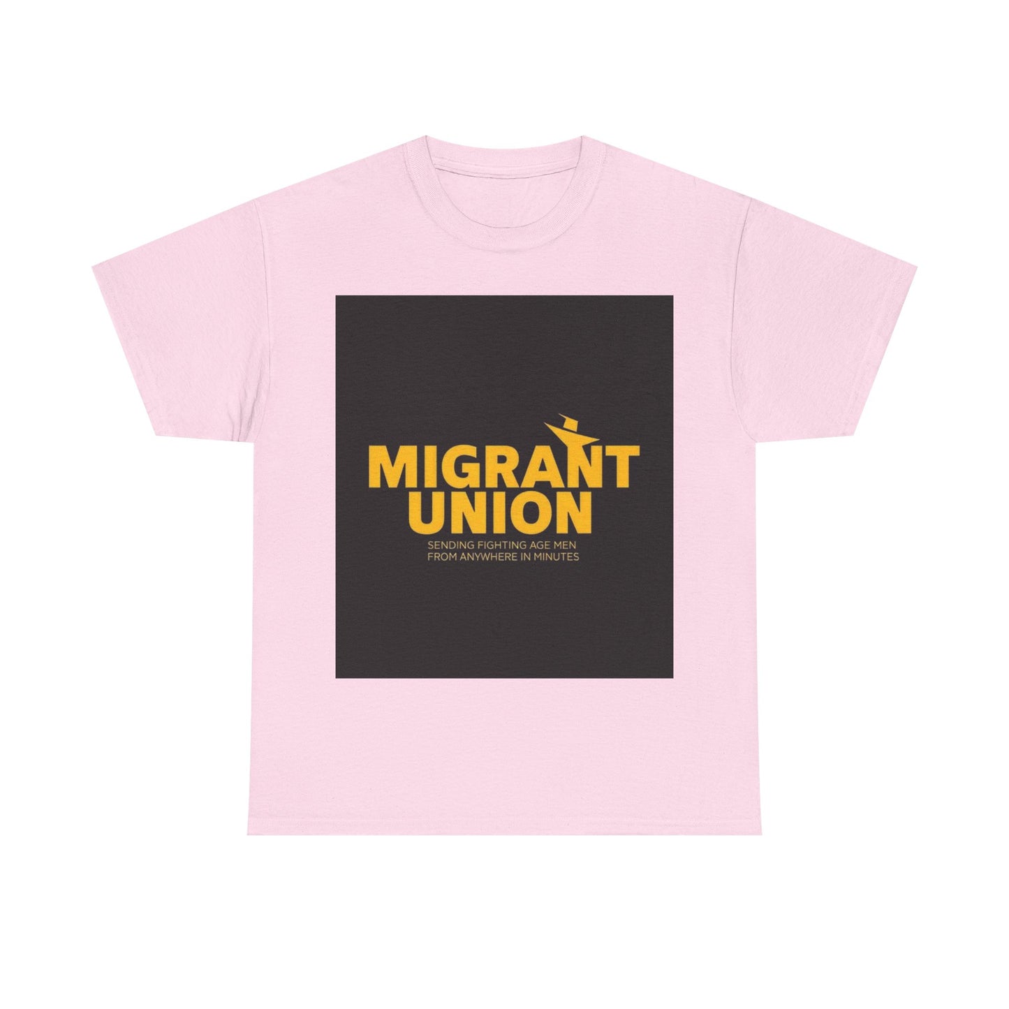 Migrant Union Unisex Heavy Cotton Tee, Casual Wear, Activism Shirt, Gift for Advocates, Comfortable Everyday Tee, Statement Clothing