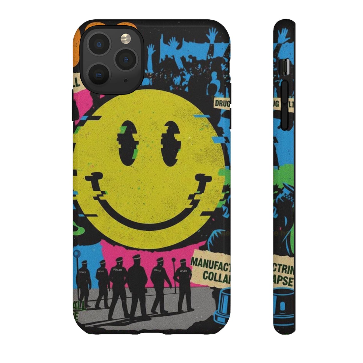 Acid house rave Vibrant iPhone Case, Tough Cases, Smiley Face Phone Cover, Fun Accessory, Colorful Phone Protector, Gift for Teenagers