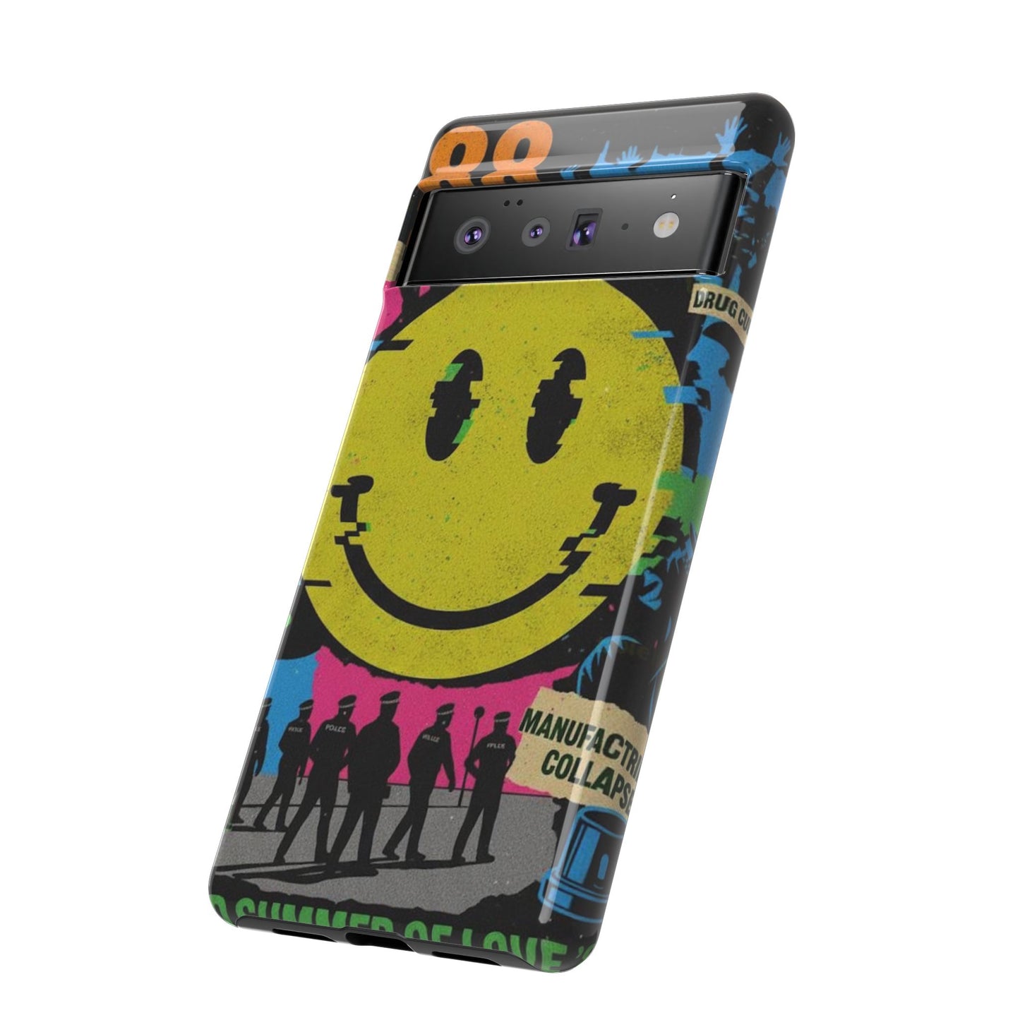 Acid house rave Vibrant iPhone Case, Tough Cases, Smiley Face Phone Cover, Fun Accessory, Colorful Phone Protector, Gift for Teenagers
