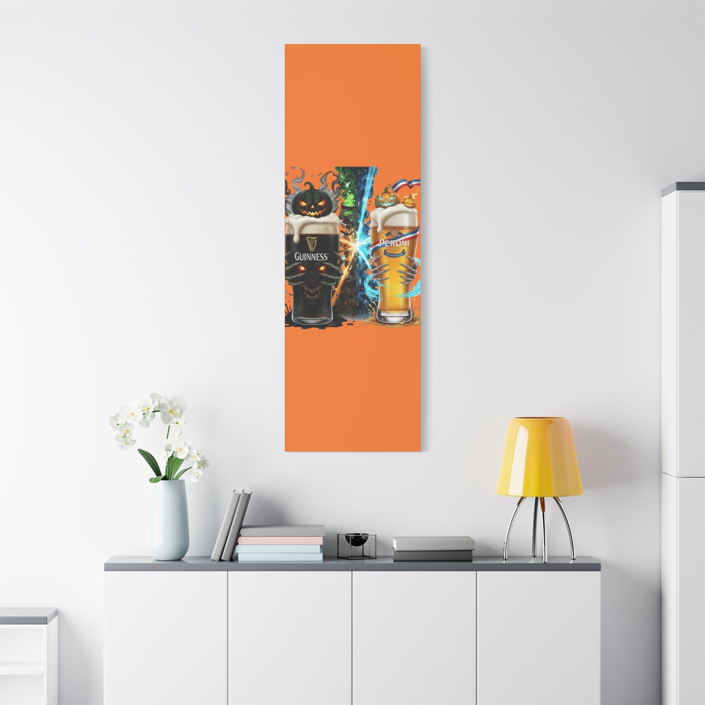 Halloween Guiness Beer Canvas Art Print, Spooky Wall Decor for Pub, Bar, Halloween Party, Unique Gift for Beer Lovers