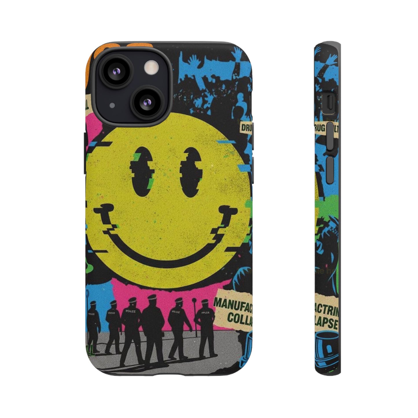 Acid house rave Vibrant iPhone Case, Tough Cases, Smiley Face Phone Cover, Fun Accessory, Colorful Phone Protector, Gift for Teenagers