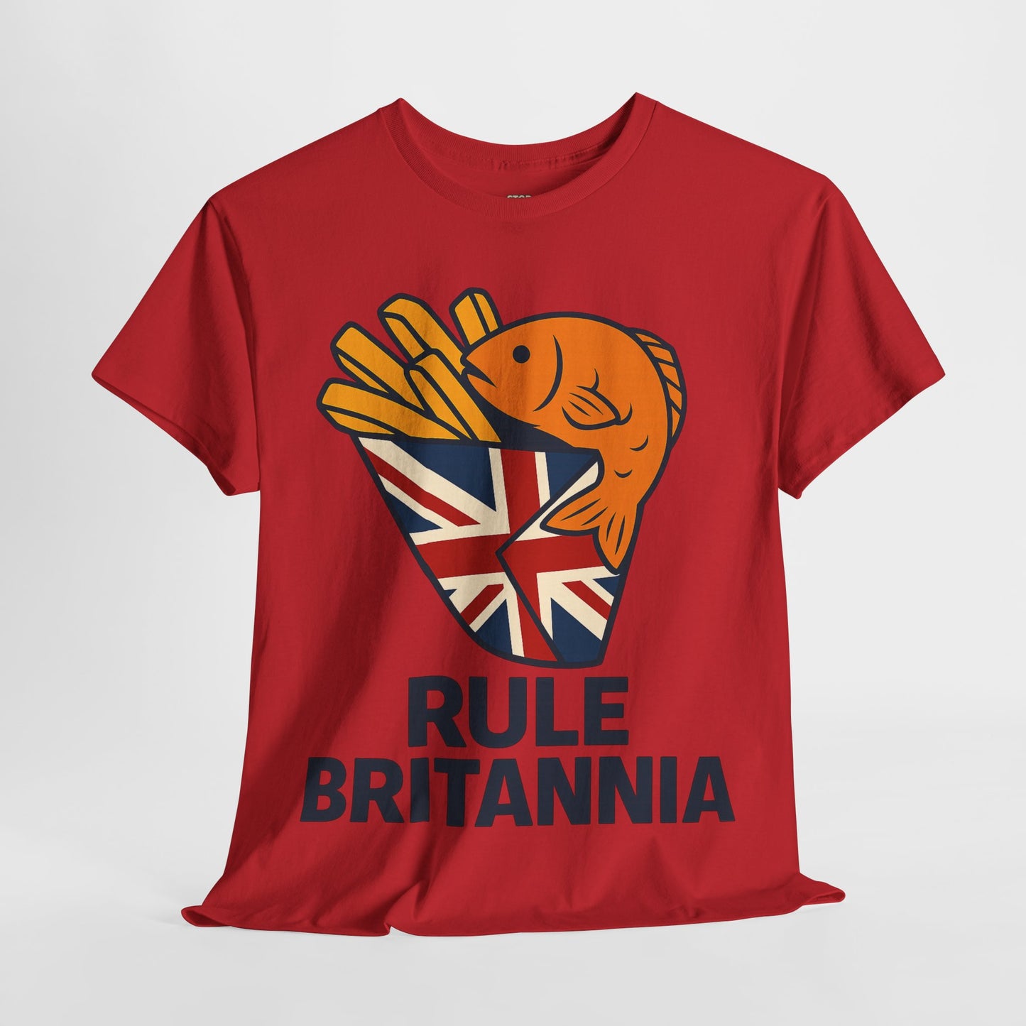 Fish & chips inspired Graphic Tee, Rule Britannia, Unisex Cotton T-Shirt, Casual Wear, Gift for Fish Lovers, Fun British Humor Shirt