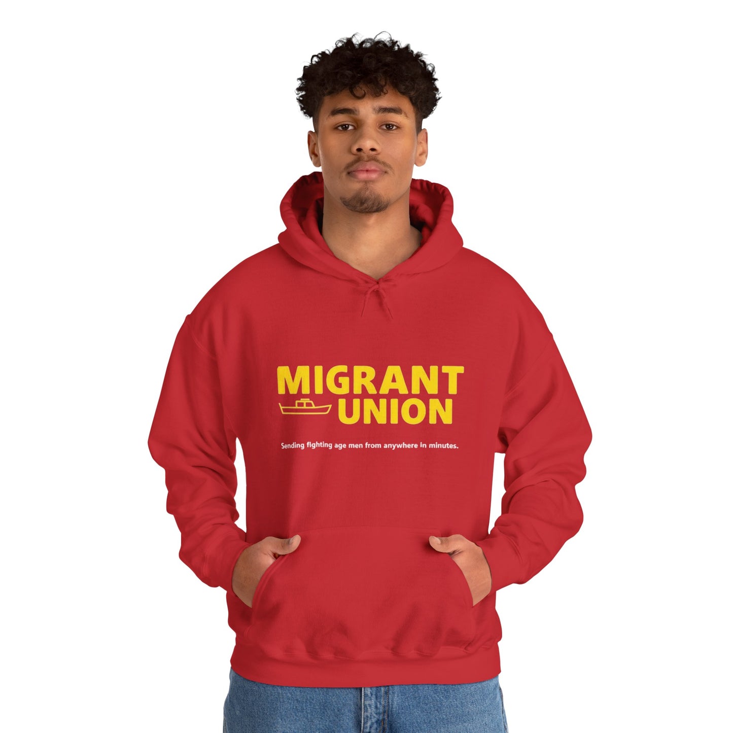 Migrant Union Hooded Sweatshirt, Unisex Sweatshirt, Cozy Layer, Activism Apparel, Streetwear, Gift for Protesters, Conscious Fashion