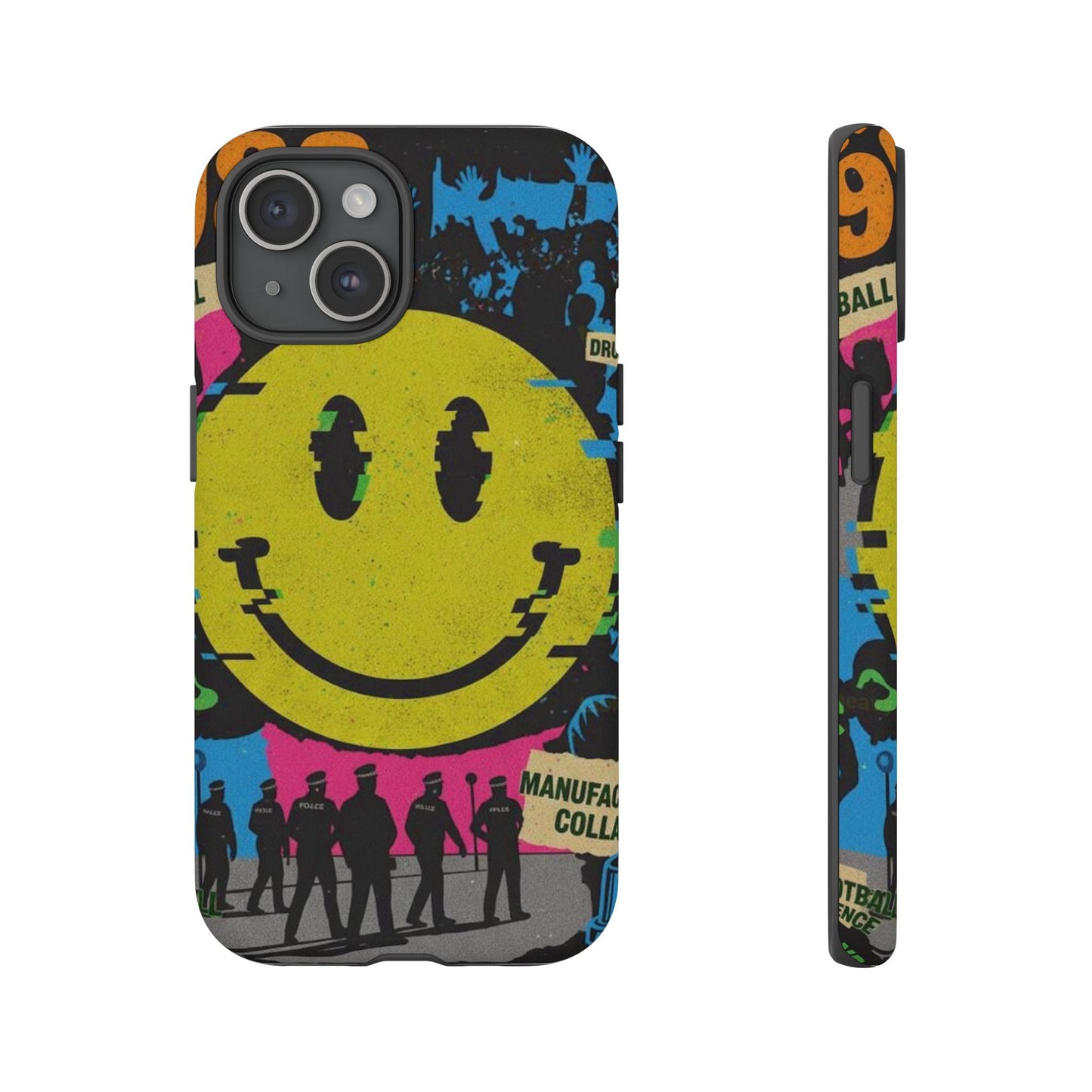 Acid house rave Vibrant iPhone Case, Tough Cases, Smiley Face Phone Cover, Fun Accessory, Colorful Phone Protector, Gift for Teenagers