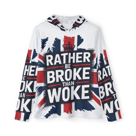 id rather be broke than woke stop the boats Men's Sports Warmup Hoodie (AOP)