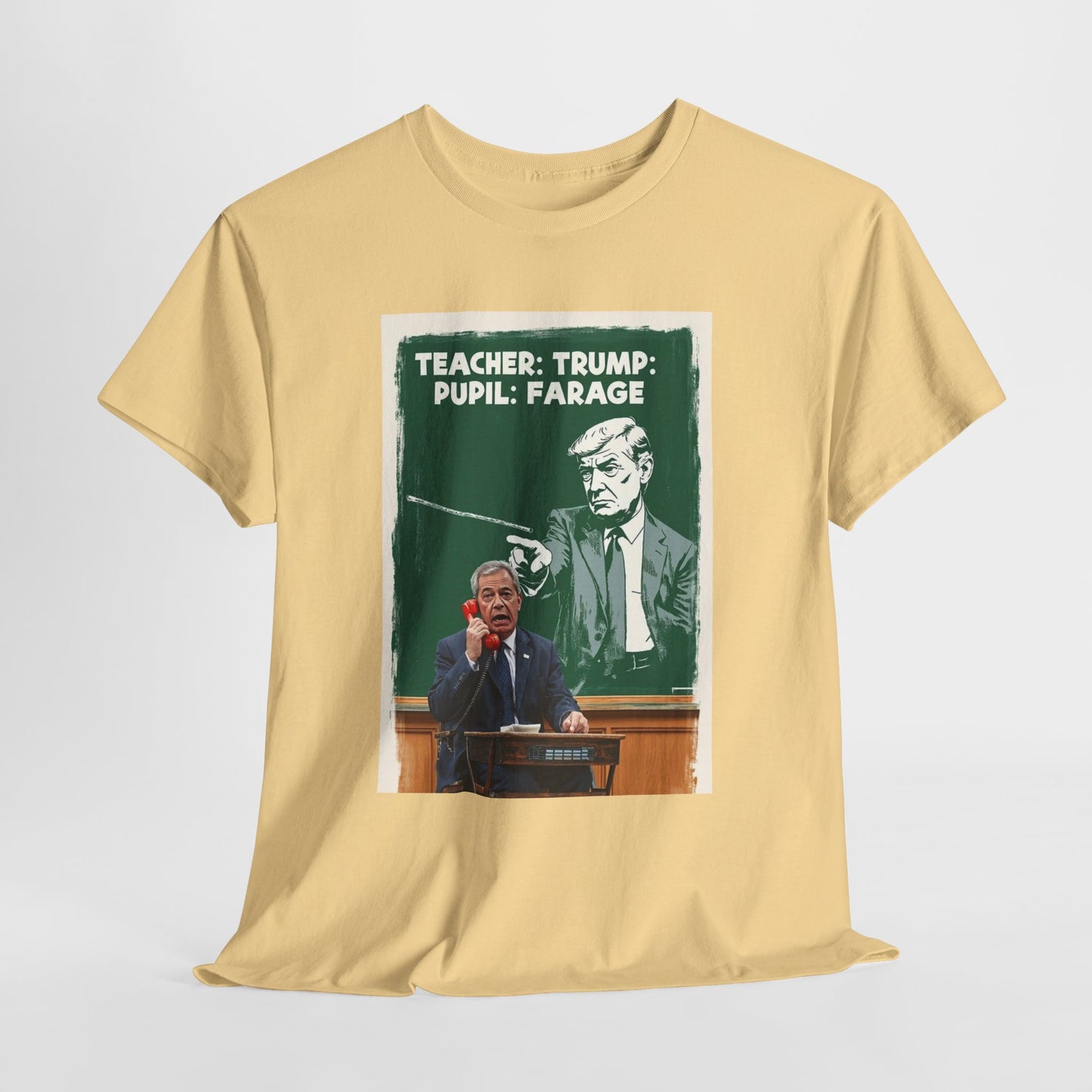 Political Humor Tee: Teacher Trump & Pupil Farage Graphic Shirt