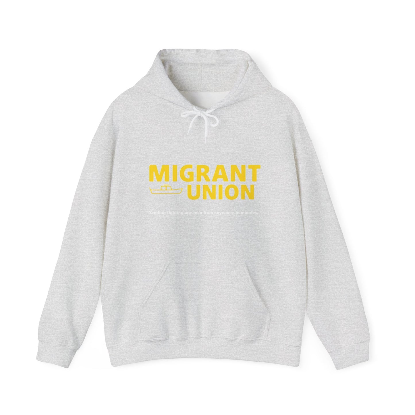 Migrant Union Hooded Sweatshirt, Unisex Sweatshirt, Cozy Layer, Activism Apparel, Streetwear, Gift for Protesters, Conscious Fashion