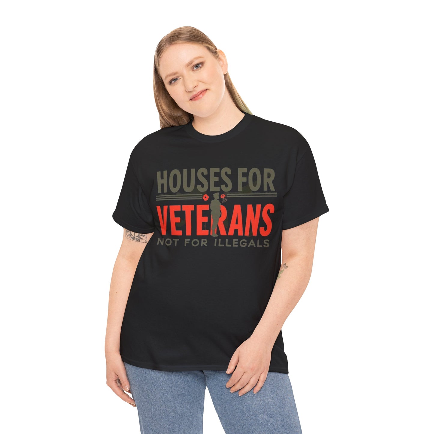 Unisex Heavy Cotton Tee - 'Houses for Veterans not for illegals' Statement Shirt for Supporters, Patriotic Gifts, Veteran Advocacy Apparel, Everyday [...]