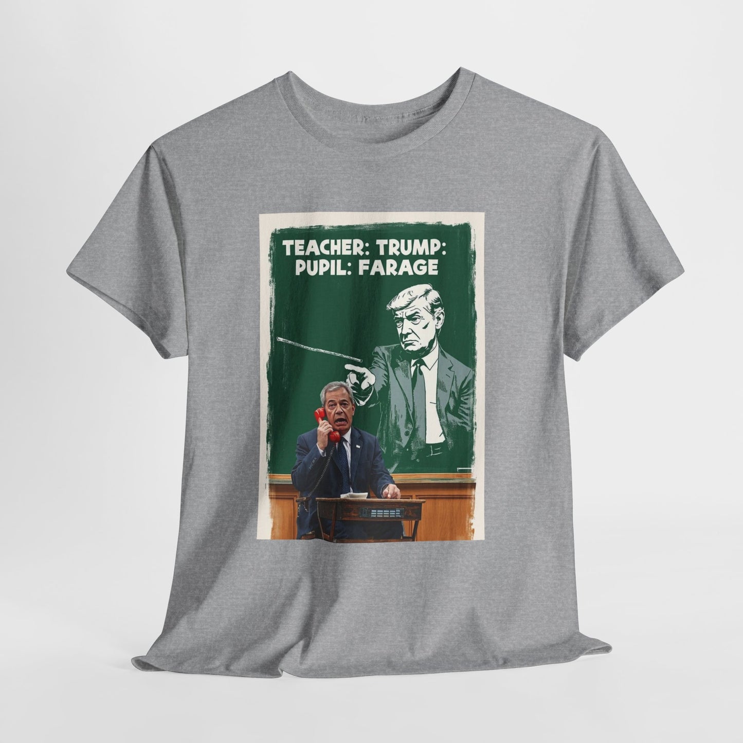 Political Humor Tee: Teacher Trump & Pupil Farage Graphic Shirt