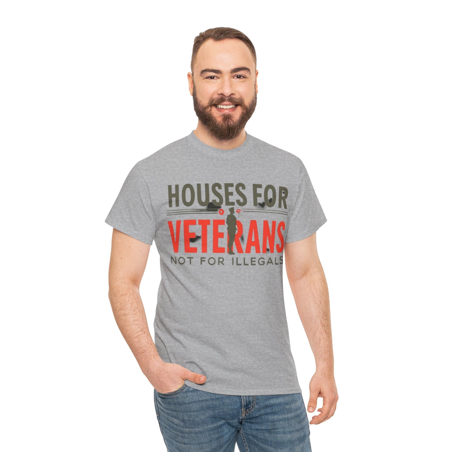 Unisex Heavy Cotton Tee - 'Houses for Veterans not for illegals' Statement Shirt for Supporters, Patriotic Gifts, Veteran Advocacy Apparel, Everyday [...]