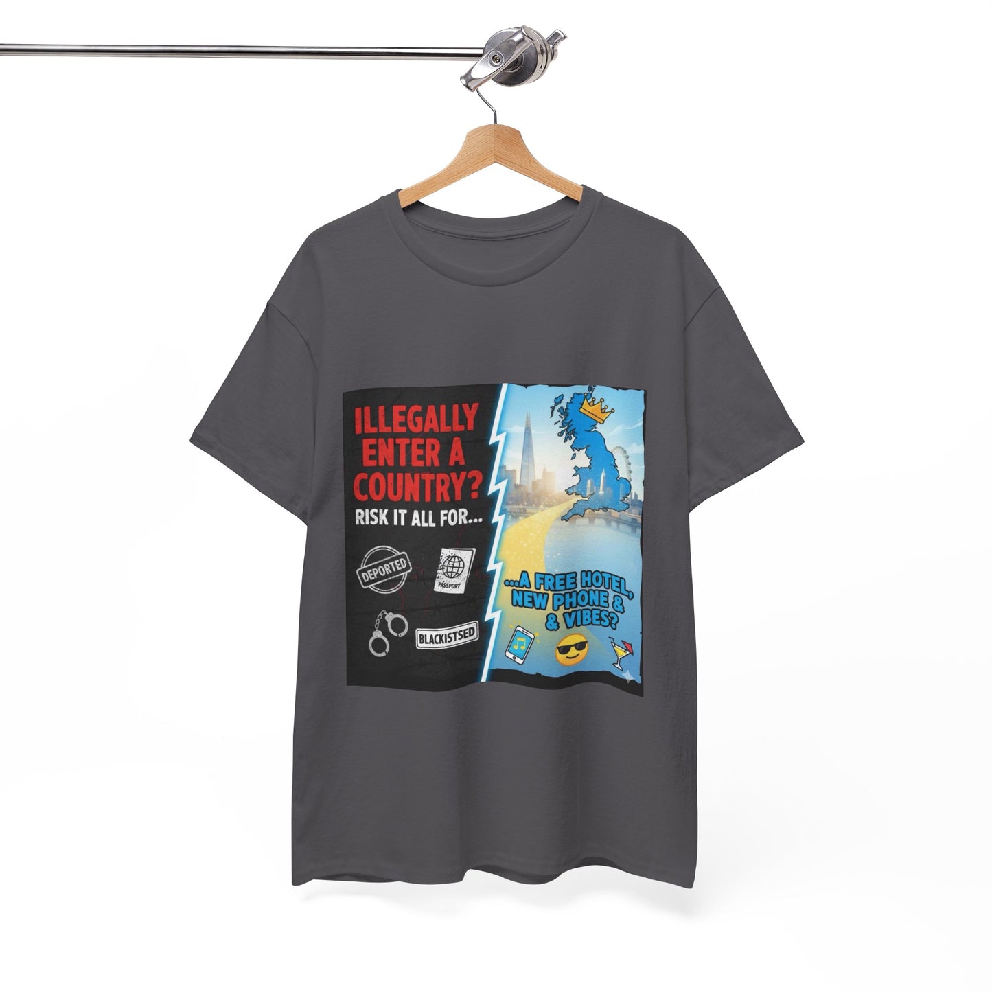 Enter illegally get free hotel t shirt - Bold Statement T-Shirt - Unisex Tee for Casual Wear, Gift for Friends, Humor Style, Graphic Tee, Perfect for Celebrations