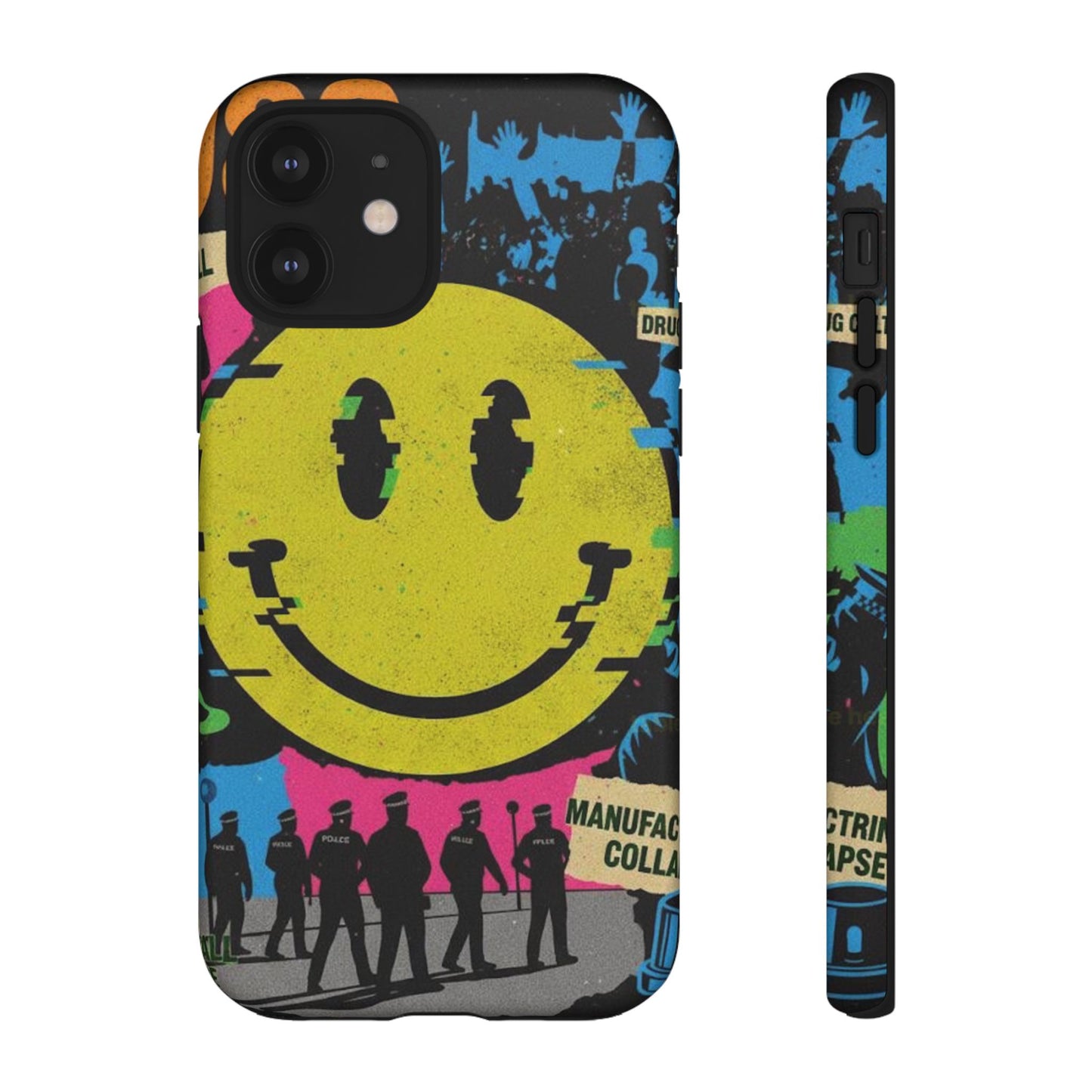 Acid house rave Vibrant iPhone Case, Tough Cases, Smiley Face Phone Cover, Fun Accessory, Colorful Phone Protector, Gift for Teenagers
